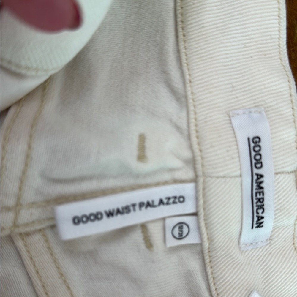 Good American Cream Palazzo Pants
